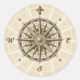 Adesivo Redondo Rosa de compasso do vintage