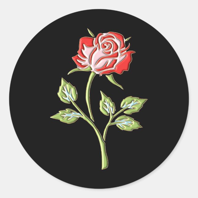 Adesivo Redondo Rosa de cor simples (Frente)