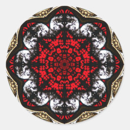 Adesivo Redondo Rosa de crânio barroco