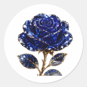 Adesivo Redondo Rosa de Cristal Dourada Azul Real