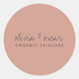 Adesivo Redondo Rosa de Dusty de Script Manuscrito Moderno Minimal