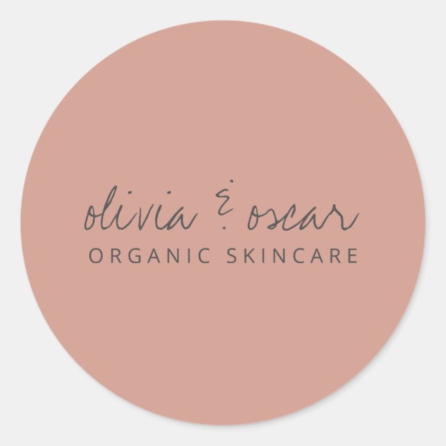 Adesivo Redondo Rosa de Dusty de Script Manuscrito Moderno Minimal (Frente)