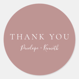 Adesivo Redondo Rosa de Dusty Personalizado de Casamento Moderno c