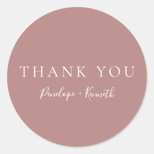 Adesivo Redondo Rosa de Dusty Personalizado de Casamento Moderno c