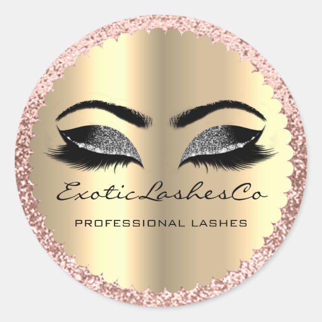 Adesivo Redondo Rosa de empacotamento das travas Douradas de maqui (Frente)