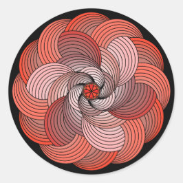 Adesivo Redondo Rosa de fita abstrato no coral e preto