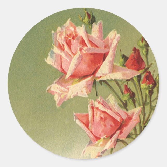 Adesivo Redondo Rosa de Jardim Vitoriano Rosa Dia de os namorados  (Frente)