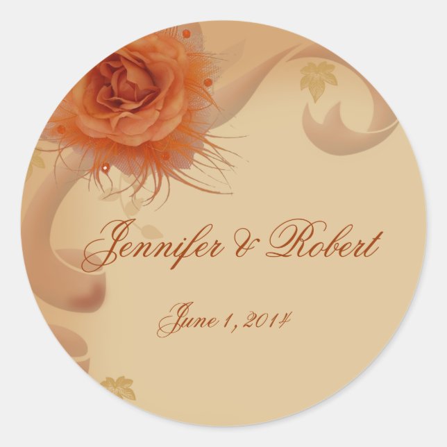 Adesivo Redondo Rosa de laranja no selo do envelope de queda (Frente)