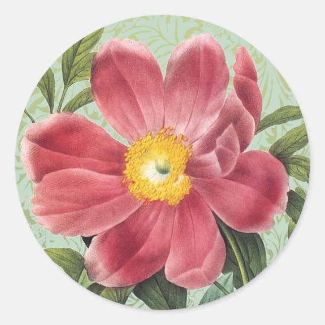 Adesivo Redondo Rosa de Love Floral Sticker Envelope Seal (Frente)