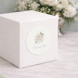 Adesivo Redondo Rosa de Marfim “Obrigado” Casamento