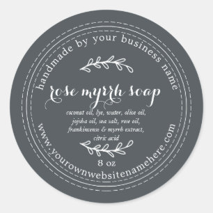 Adesivo Redondo Rosa de Myrrh Soap Fora de Preto Físico
