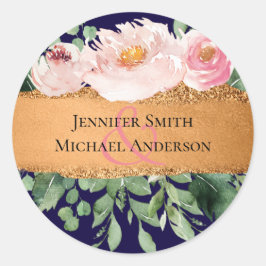 Adesivo Redondo Rosa de Orçamento LeahG Casamento de Glam Dourado