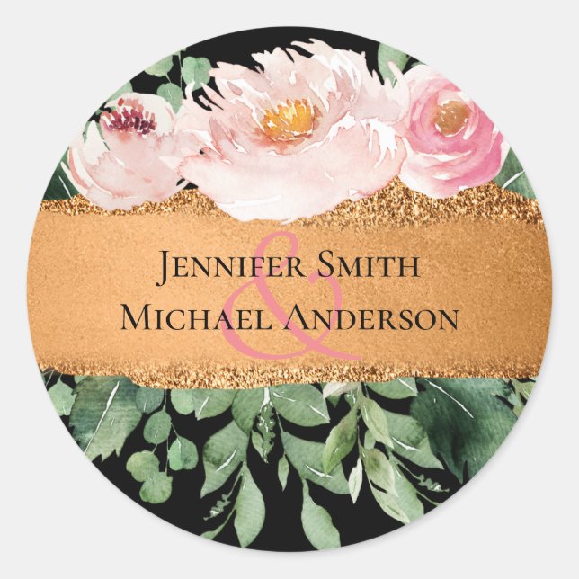 Adesivo Redondo Rosa de Orçamento LeahG Casamento Girly (Frente)