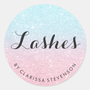 Adesivo Redondo Rosa de ouro e lascas brilhantes azuis