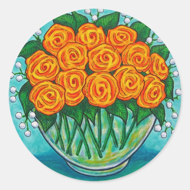 Adesivo Redondo Rosa de Paixão Laranja (Frente)