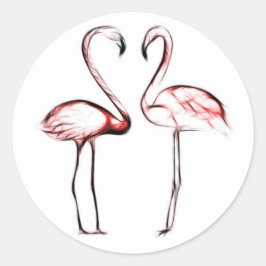 Adesivo Redondo Rosa de Pêssego Flamingos Favor de Festa de Flamin