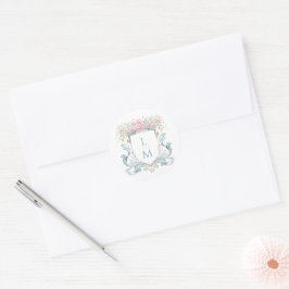 Adesivo Redondo Rosa de repouso elegante com Arco | Casamento Mono