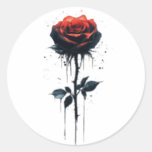 Adesivo Redondo Rosa de Sangue Gótico