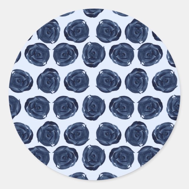 Adesivo Redondo Rosa de Vinhas de Algodão Casamento Chic Azul (Frente)