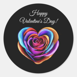 Adesivo Redondo Rosa Dia de os namorados Colorido em Forma de Cora