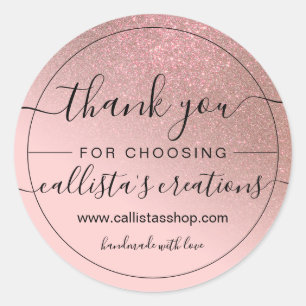 Adesivo Redondo Rosa Diagonal Dourado Cor-de-Rosa Rosa Muito Obrig