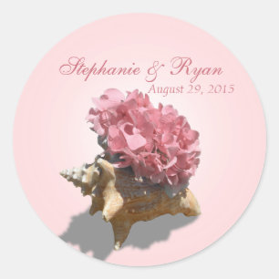 Adesivo Redondo Rosa do Hydrangea do litoral