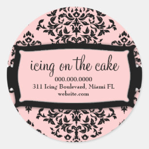 Adesivo Redondo Rosa doce da cereja sobre o bolo 311