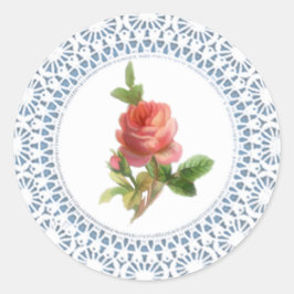 Adesivo Redondo Rosa Doily Sticker