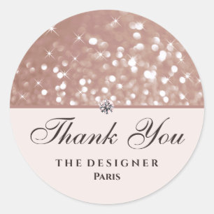 Adesivo Redondo Rosa Dourada Glitter Sparkle Stars Diamond Rhinest