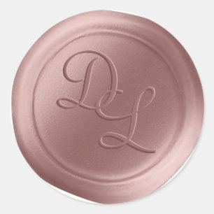 Adesivo Redondo Rosa Dourado 2 Letras com Vinhetas de Cera Monogra
