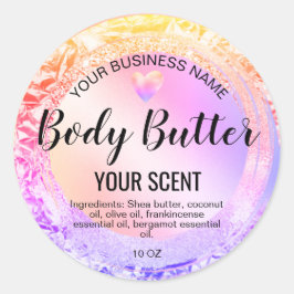 Adesivo Redondo rosa dourado corpo de produto caseiro artesanal co