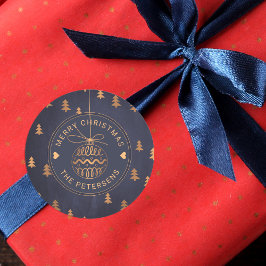 Adesivo Redondo Rosa Dourado Decor de Árvore no Marinho Azul Feliz