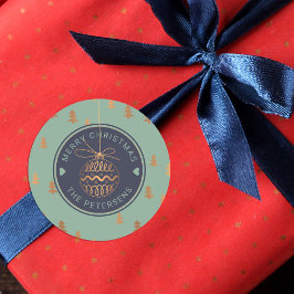 Adesivo Redondo Rosa Dourado Decor de Árvore no Marinho Feliz Nata