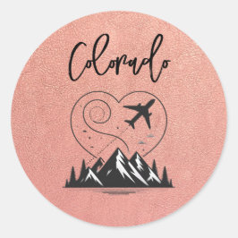 Adesivo Redondo Rosa Dourado do Colorado Passport