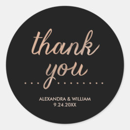 Adesivo Redondo Rosa Dourado e Casamento Negra Dotado Obrigado