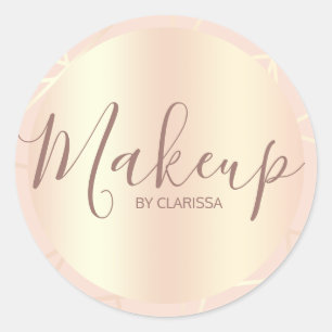 Adesivo Redondo Rosa dourado e configuração geométrica rosa