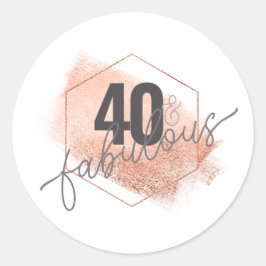 Adesivo Redondo Rosa Dourado Foil 40 e chic clássico fabuloso