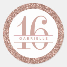 Rosa Dourado Glitter 16º Aniversário Personalizado