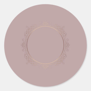Adesivo Redondo Rosa Dourado Modelo em Branco Adicionar Texto Eleg