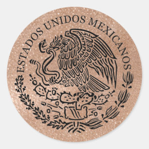 Adesivo Redondo Rosa Dourado no México, Passport Sticker