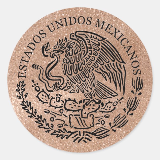 Adesivo Redondo Rosa Dourado no México, Passport Sticker (Frente)
