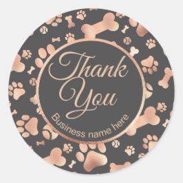 Adesivo Redondo Rosa Dourado Obrigado, Cachorro - Impressão de Pai