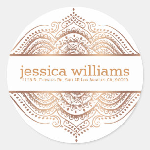 Adesivo Redondo Rosa Dourado Paisley Geométrico Design