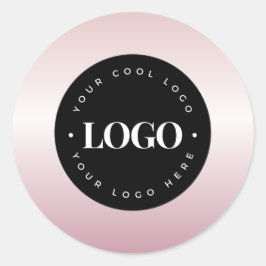 Adesivo Redondo Rosa Dourado Pink Seu Logotipo Personalizado Aqui 