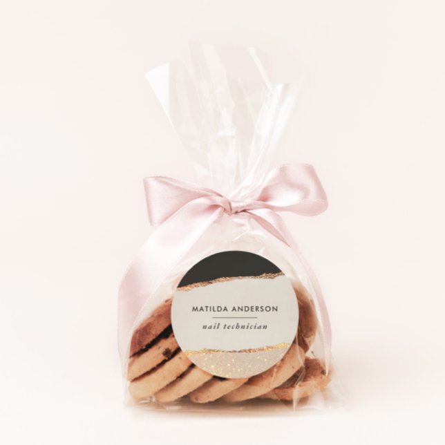 Adesivo Redondo Rosa dourado preto rosa moderno (Criador carregado)