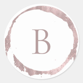 Adesivo Redondo Rosa Dourado Rosa Brilho Falso Glitter Monograma