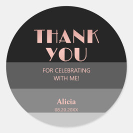 Adesivo Redondo Rosa Dourado Script Black Cinzas Strike Aniversári