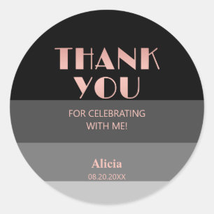 Adesivo Redondo Rosa Dourado Script Black Cinzas Strike Aniversári