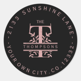 Adesivo Redondo Rosa Dourado Split Monograma Personalizado T U W Y