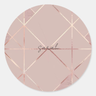 Adesivo Redondo Rosa Dourado Sticker